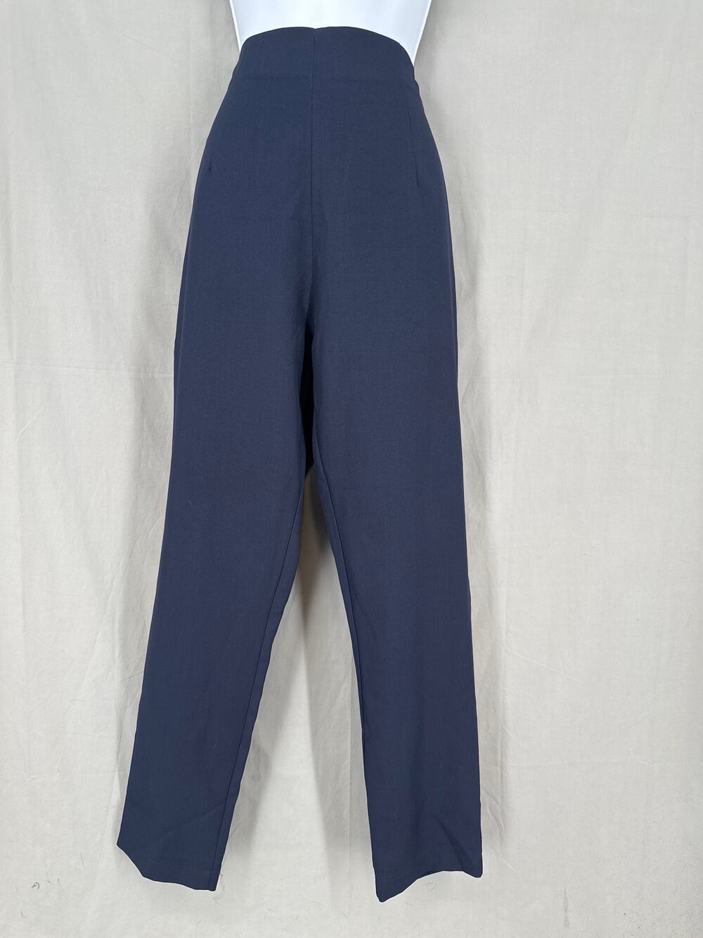 Never Fully Dressed Pants Women 8 Navy Blue High Rise Straight Stretch Zip Ankle
